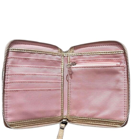 Coach Signature Zip Around Bow Gold Wallet Wristlet - Picture 5 of 6